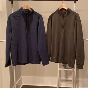 Deep green and navy half zip up pullovers